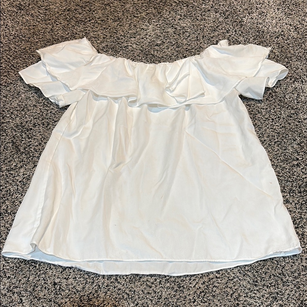 White Off-Shoulder Ruffle Top